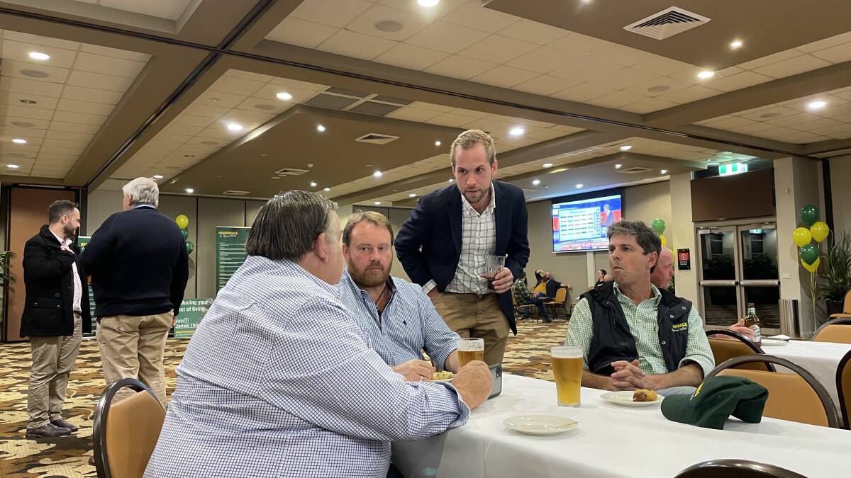 WEIGHING THE ODDS: James Thomson and advisers at Singleton Diggers Club. Picture: Ian Kirkwood