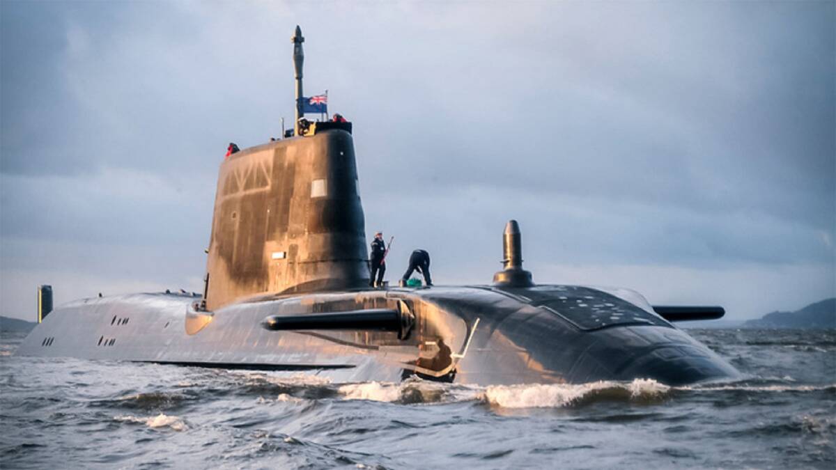 SUBMARINE DECKHANDS: Royal Navy crew on an Astute class sub, one of the possible choices of vessel under the AUKUS partnership. Picture: BAE