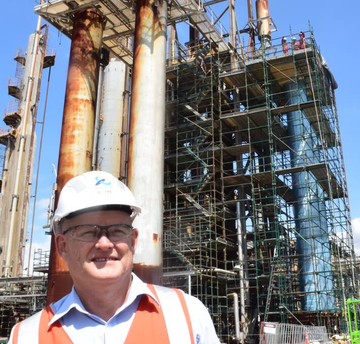 SAFETY PRIORITY: Orica Kooragang Island general manager Scott Reid, in front of the ammonia plant.