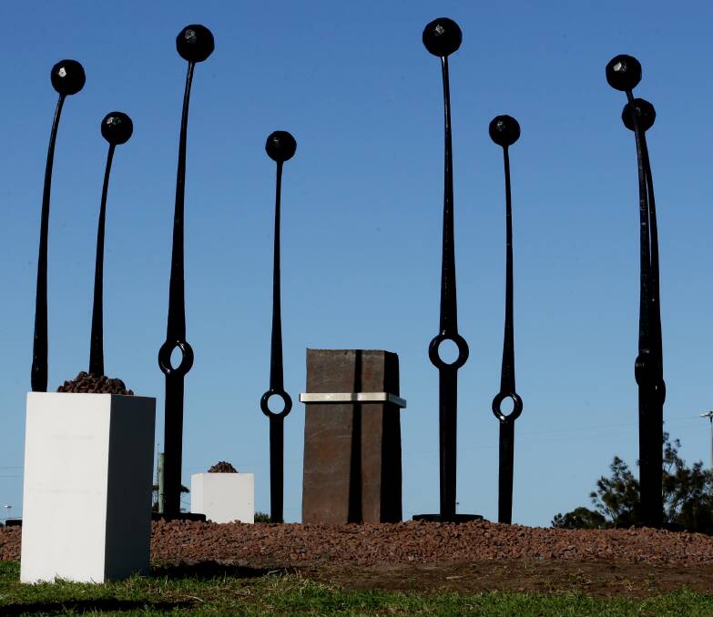 Will Maguire's memorial to those who lost their lives at BHP on the day of its unveiling in 2015. Picture: Ryan Osland
