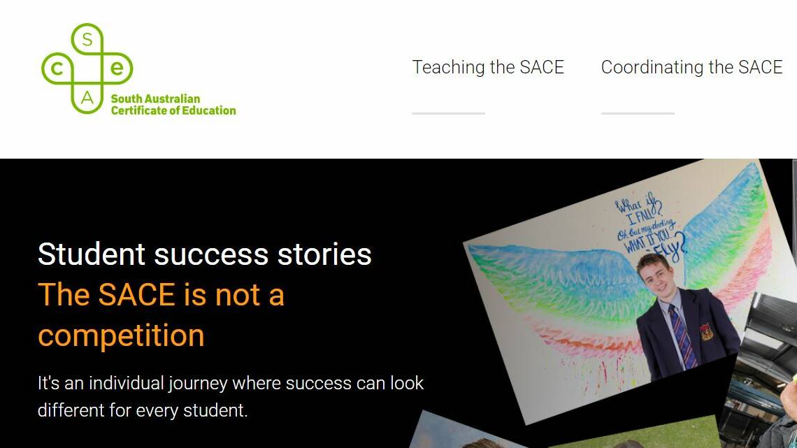 Screen grab from the home page of the South Australian Certificate of Education