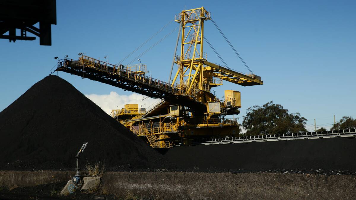 A Kooragang Island stockpile. The island has two coal loading operations - Port Waratah Coal Services (PWCS) and Newcastle Coal Infrastructure Group (NCIG). PWCS also operates the Carrington Coal Terminal. Picture by Jonathan Carroll