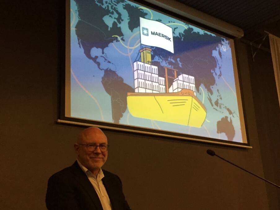 OPTIMISTIC: Professor Roy Green, chairman of the private operator Port of Newcastle Investments, during his container terminal presentation on Wednesday night to the Newcastle Institute.