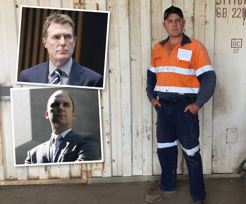 CRITICAL CASE: CFMEU member Chad Stokes, Industrial Relations Minister Christian Porter and Recruitment, Consulting and Staffing Association chief executive Charles Cameron, all vitally interested in WorkPac v Rossato.