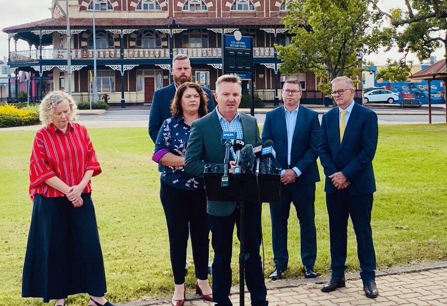 STRAIGHT FACED: In February this year Chris Bowen and Labor leader Anthony Albanese joined the Hunter Labor team at Kurri Kurri to announce that Labor in government would change the Snowy Hydro gas turbines 'to a green hydrogen plant'. 