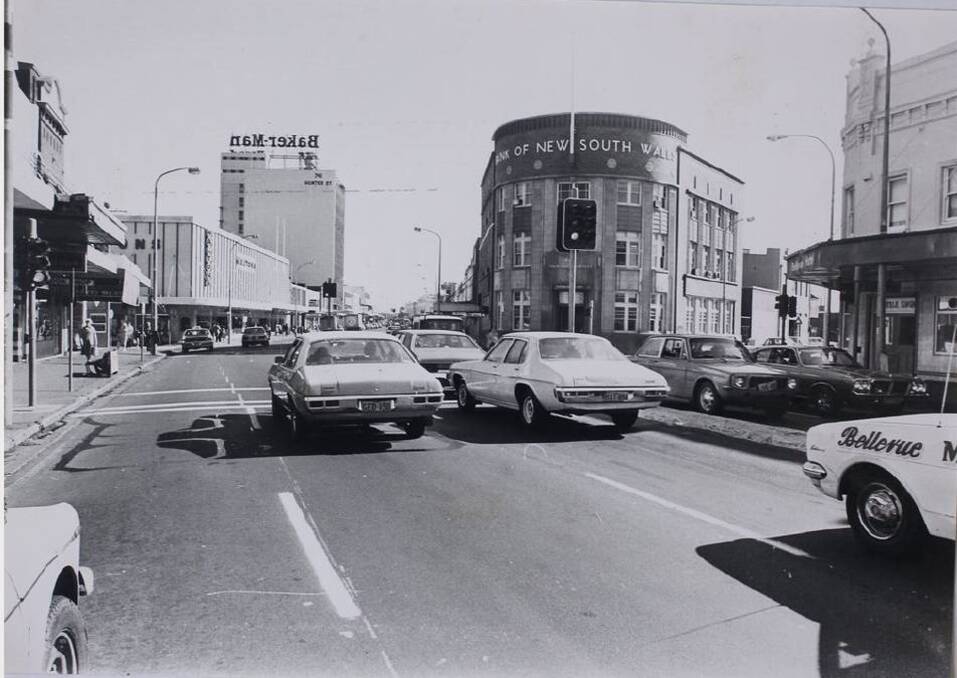 CHANGES: Hunter Street at Bank Corner at about the time that Bob Hudson's Newcastle Song filled the airways. When the city was still a CBD.