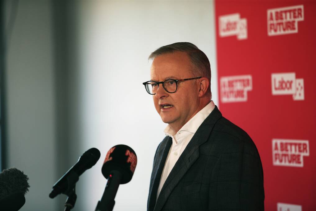 CAMPAIGN LAUNCH: Federal Opposition leader Anthony Albanese at Cooks Hill Surf Life Saving Club yesterday, declaring the region represents 'the resilience and resourcefulness of Australia'. Picture: Peter Lorimer