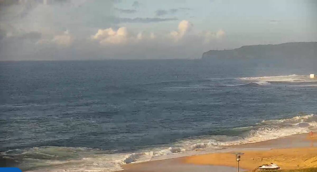IT'S ON: Image from the Swellnet wave cam online this morning at 7.20pm. A wave is rolling through the Merewether reef. Things should improve as the tide drops. Picture: courtesy Swellnet