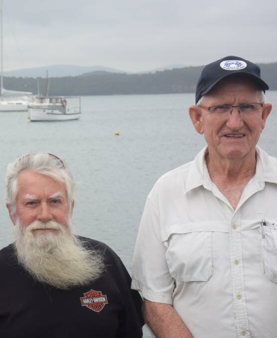 LOST AND FOUND: Trevor Henkel, owner of the Macpherson Robertson, and Antarctic veteran Trevor Luff, standing in front of the vessel at Valentine.