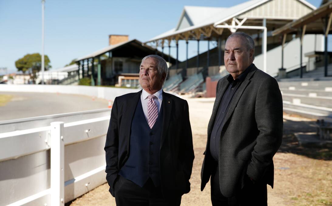 SHOW-STOPPING: Newcastle Show president Peter Evans and vice-president Graham Poole, unhappy at NSW government plans to move the show and to sell much of the site for medium-density housing. Picture: Simone De Peak