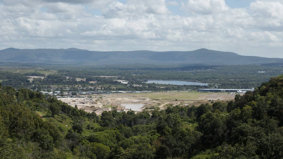 A recent view of the smelter site, looking west from Munibung Hill towards Mount Sugarloaf in the distance. Picture: Max Mason-Hubers