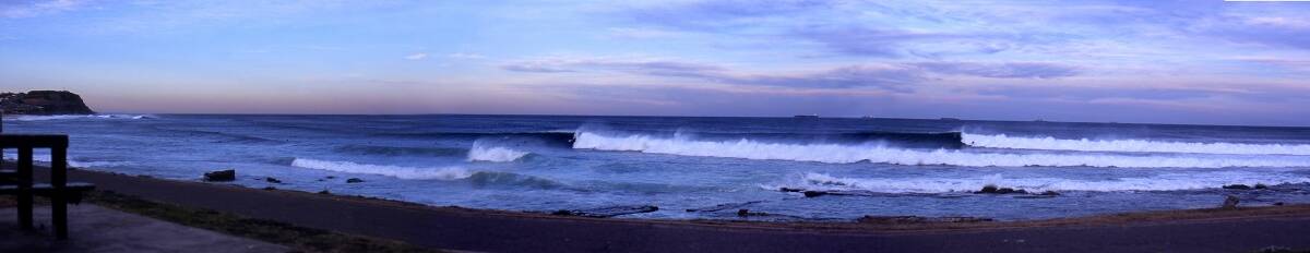 HOME BREAK: A panoramic shot of Merewether point. Picture: Dave Kelly