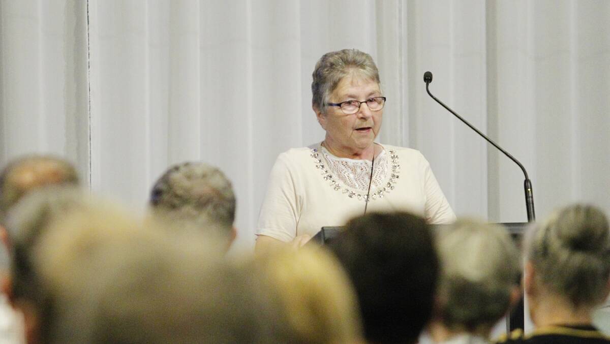 CALLING FOR ANSWERS: Wendy Cuneo, seen here addressing a forum on the NDIS, says families are being kept in the dark over aspects of the Stockton, Kanangra and Tomaree closures. Picture: Max Mason-Hubers