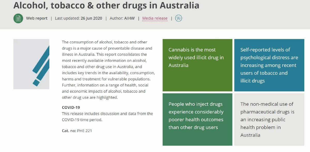 STATE OF THE NATION: The new Australian Institute of Health and Welfare study on drug use, legal and illicit.