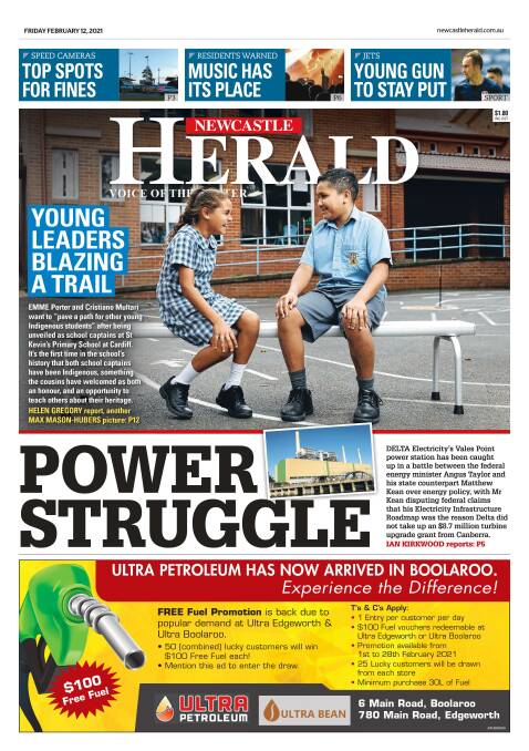 FRONT PAGE NEWS: How we reported the Vales Point story in this morning's print edition of the Newcastle Herald.