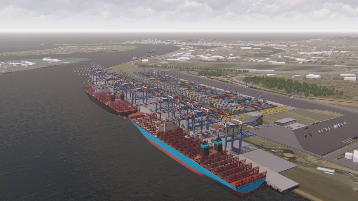 Port of Newcastle's vision of what a BHP steelworks site container terminal could look like.