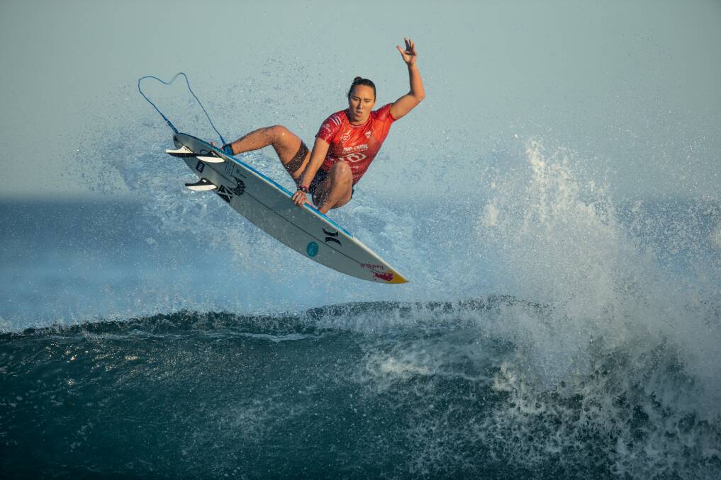 JAW-DROPPER: Carissa Moore's Friday aerial was called the best ever in women's competition surfing. Picture: Marina Neil