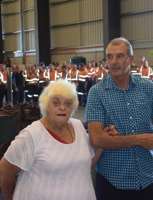 STALWART: Carol Campbell of Port Hunter Conveyors and John Jenkins of Newcastle Car and Truck Rental in the new Port Hunter Conveyors workshop on Friday.
