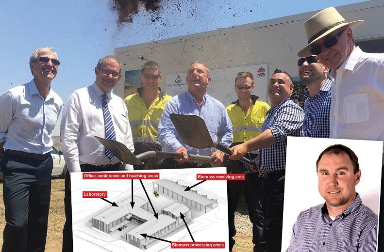 DIRT FLYING: Deputy Premier John Barilaro leads a sod-turning ceremony at the Muswellbrook site in January last year. INSETS: The proposed facility, and Muswellbrook councillor Steve Reynolds, who has questions about the council putting money into the project.