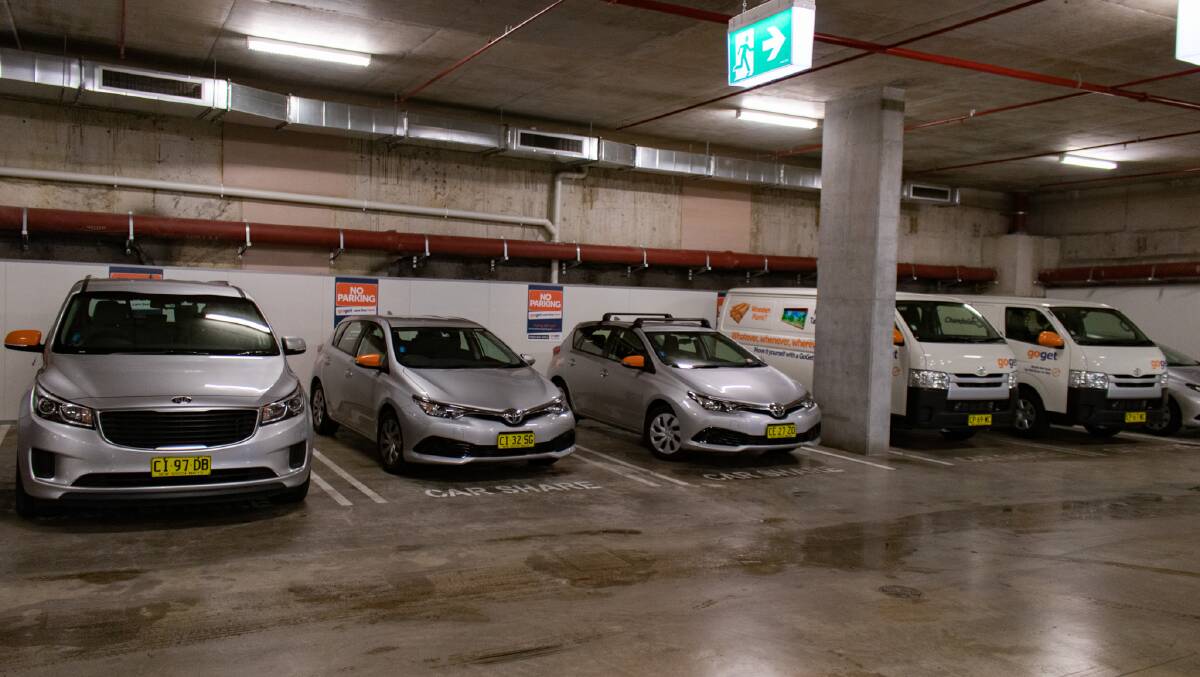 GoGet cars and vans in a Sydney building