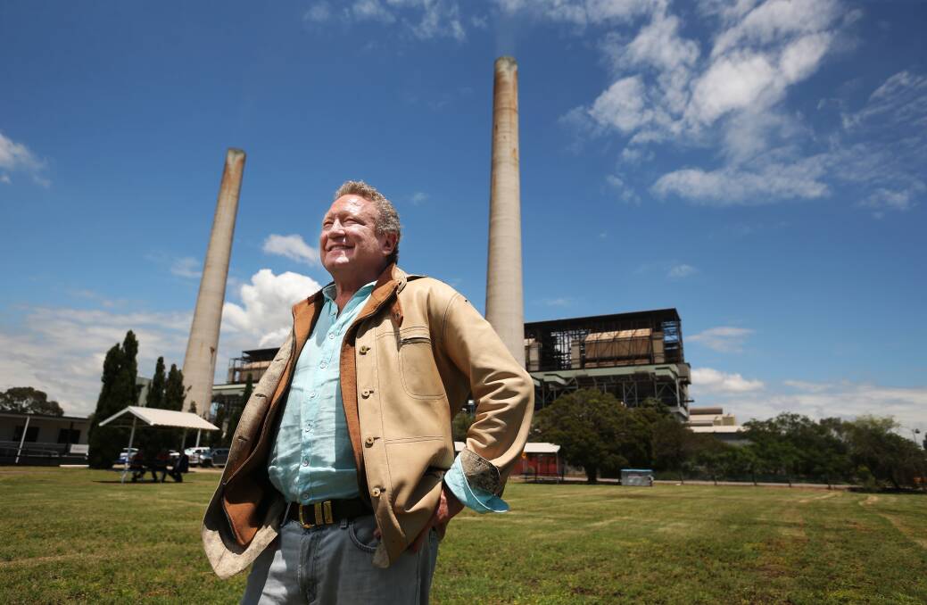 BIG AMBITIONS: West Australian billionaire Andrew 'Twiggy' Forrest at Liddell power station in December announcing a hydrogen research deal between his Fortescue Group and Liddell owner AGL. Picture: Simone De Peak