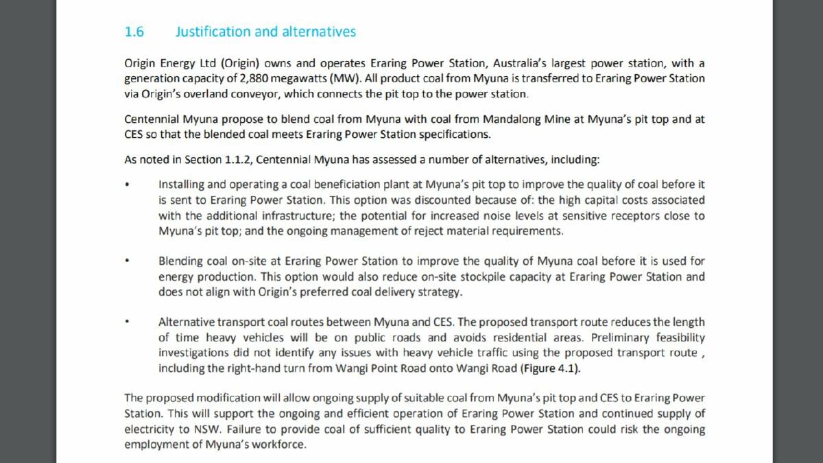 The section of Centennial Coal's report to the NSW Department of Planning, Industry and Environment, on public display at the Major Projects Portal until August 27.