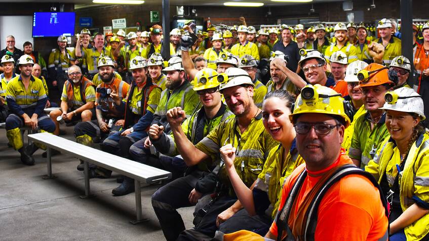 BACK IN BLACK: Mineworkers at Tahmoor underground coking coal mine after the company's annual results were announced in August. Picture: GFG Alliance