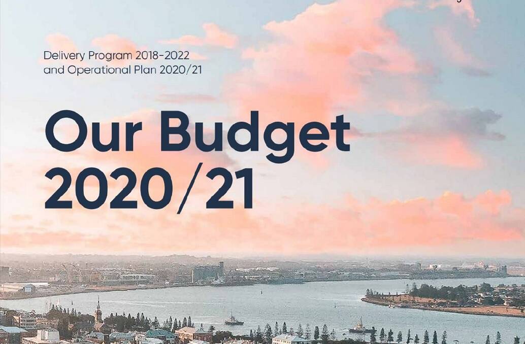 The cover of the new budget adopted on Tuesday night by City of Newcastle.