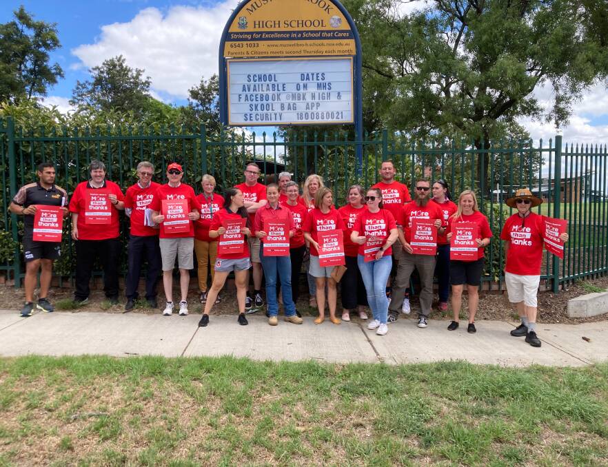 Teachers at Muswellbrook High School ready to talk with school families about 'unsatisfactory' staff vacancies. Picture from NSW Teachers Federation