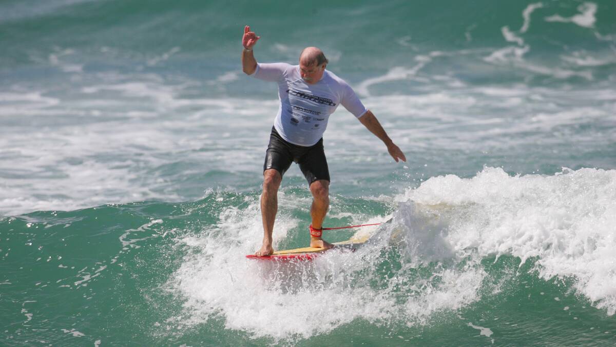 STILL GOT IT: Merewether Beach Newcastle Longboard Classic at Surfest, over 50s. March 8, 2010. Picture: Dean Osland.