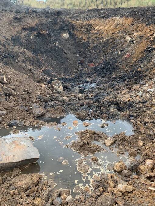 LIQUID: Another photograph supplied by BHP which it says shows water seeping from the ground. Picture: BHP
