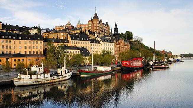 Waterways surround the many islands that make up the city of Stockholm. 