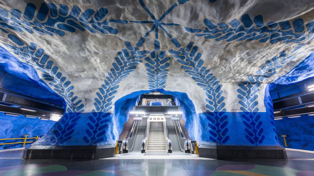 Even the subway is a work of art - T-Centralen Station in Stockholm, Sweden