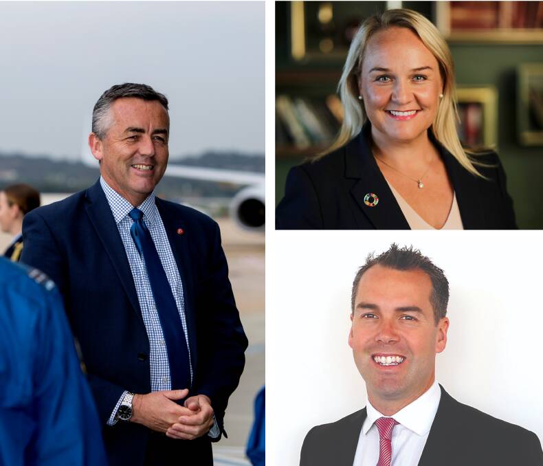EXTENDING COMMUNITY'S GRATITUDE: Clockwise from left, Federal Minister for Defence Personnel Darren Chester, Newcastle Lord Mayor Nuatali Nelmes and Port Stephens Mayor Ryan Palmer.