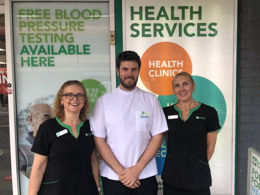 HERE TO HELP: Terry White Chemmart Hamilton staff, from left to right, Diabetes and Weight Consultant Tricia Preston, Professional Services Pharmacist Matt Docherty and Vitamin and Weight Consultant Olivia McLeod. 