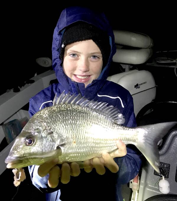 FISH OF THE WEEK: Andrew Brogan aged 10 of Elermore Vale wins the Jarvis Walker tacklebox and Tsunami lure pack for this 40cm bream hooked at Trinity Point in Lake Macquarie recently.