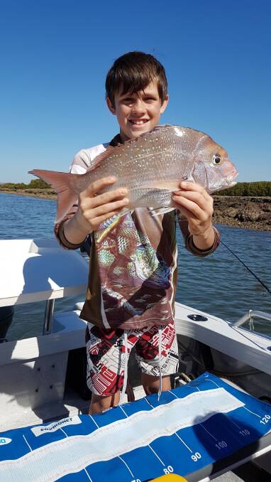 FISH OF THE WEEK: Conner Moore from Medowie wins the Jarvis Walker tacklebox and Tsunami lure pack for this 42cm snapper hooked in the Hunter River on Anzac Day. 