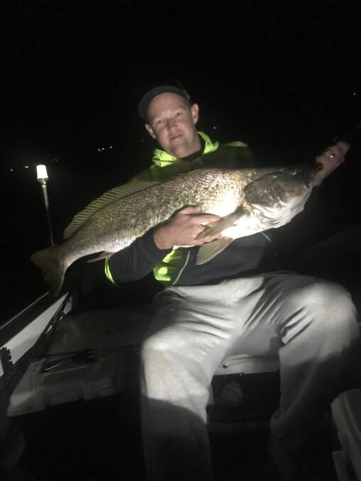 FISH OF WEEK: Joel Fahy wins the Jarvis Walker tacklebox and Tsunami lure pack for the 118cm jew hooked in Lake Macquarie recently.