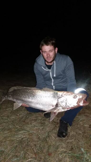FISH OF THE WEEK: Rob Hopkins wins the Jarvis Walker tacklebox and Tsunami lure pack for this 115cm mulloway hooked off Stockton Beach last Friday night.