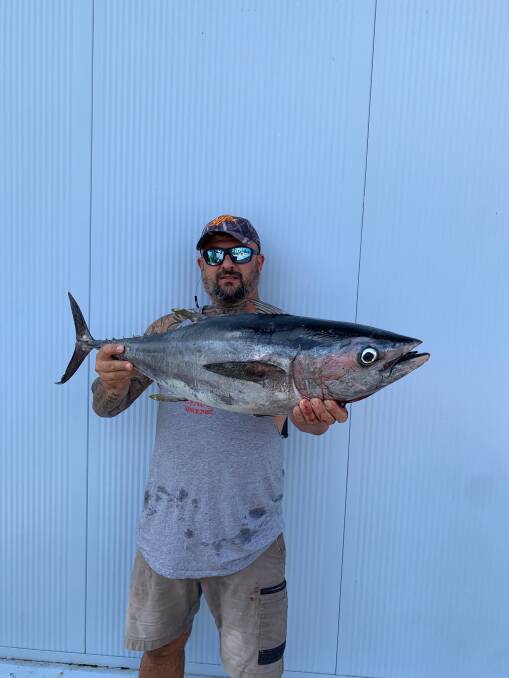 FISH OF THE WEEK: Steve Stefanovski wins a $45 voucher courtesy of Sandgate Tackle Power for this excellent northern bluefin tuna hooked off the rocks locally on Monday.