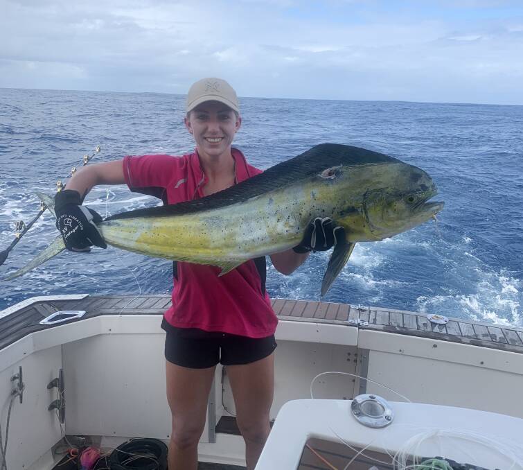 FISH OF THE WEEK: Shalea "Shaz" Townsend wins the prize this week for this mighty mahi mahi hooked during the Golden Lure tournament at Port Macquarie.