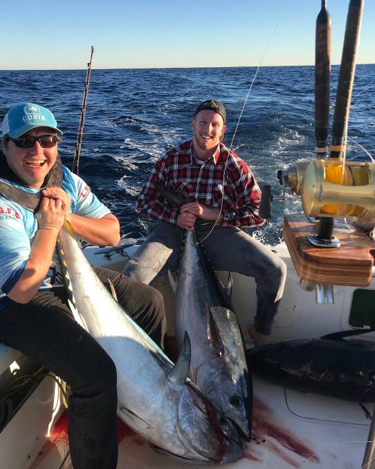 FISH OF THE WEEK: Patrick Nunn and Justin Worley share the prize this week for their bluefin tuna hooked off the Shelf last Sunday.