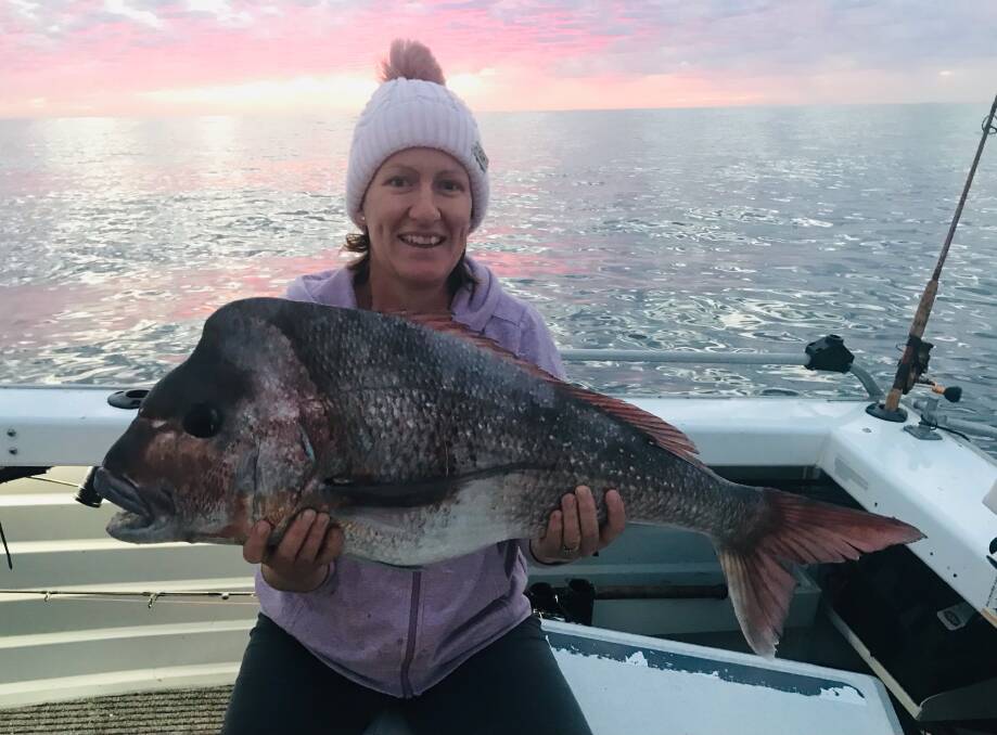 FISH OF THE WEEK: Belinda Moore wins $45 courtesy of Sandgate Tackle Power for this 87cm snapper caught off Merewether during the October long weekend.