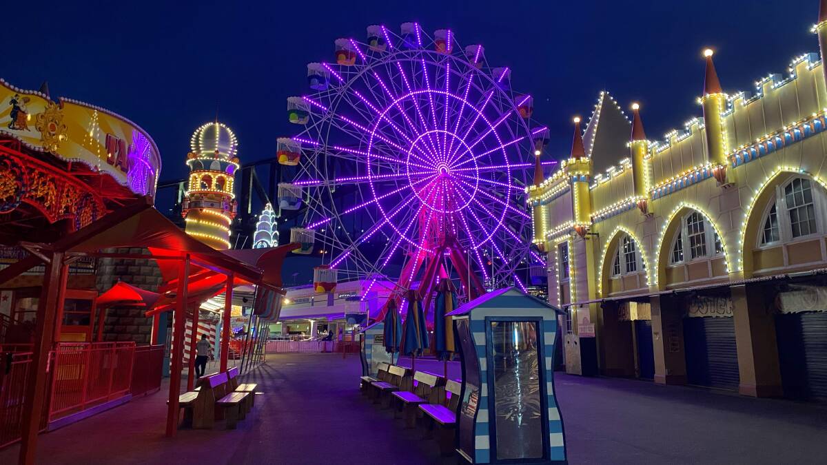 Sydney's Luna Park lit up in purple for a gala dinner to raise funds for research into pancreatic cancer. The purple is to remind Australians to #DemandBetter for patients and survival.
