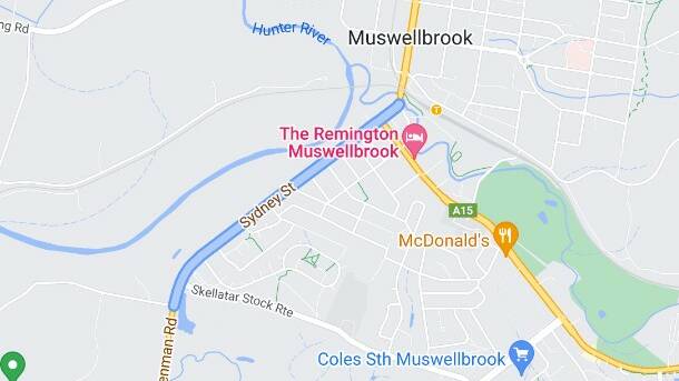 Sydney Street, Muswellbrook outlined in blue. Picture: Google Maps