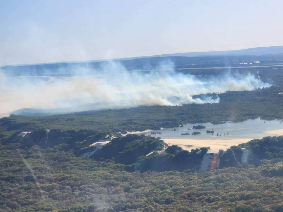 The blaze at Fullerton Cove. Picture by Medowie Rural Fire Brigade