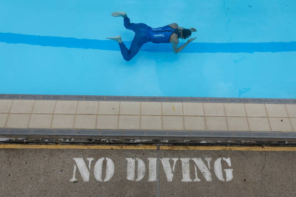 A swimmer in the 25m pool at Charlestown. Picture by Marina Neil