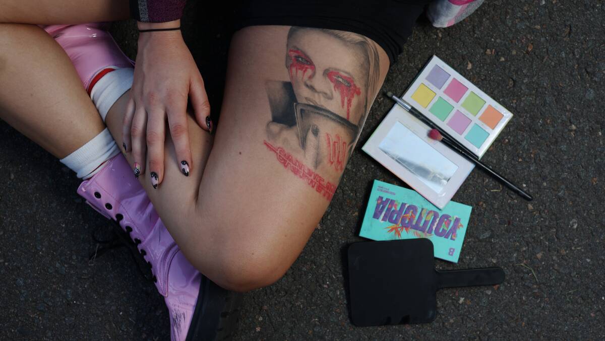 Lucy Mckenna's Pink tattoo. Picture by Simone DePeak