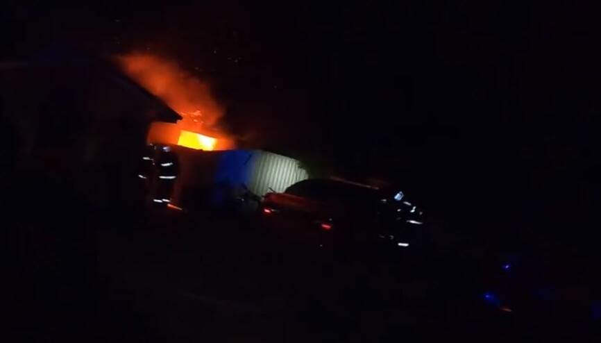 FIRE: A still image from video footage of the blaze, taken by fire fighters at the scene. Picture: NSW Fire and Rescue