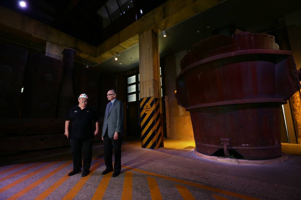 OAM: John Risby (right) with former BHP steelworker Aubrey Brooks, photographed in 2016. Former Newcastle Steelworks general manager Mr Risby of Merewether Heights has been appointed an AM for significant service to the steelmaking industry, and to the community of Newcastle.